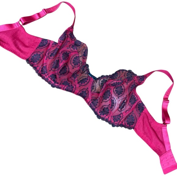 Felina Christelle Bra 36DDD, Red Sheer Mesh Lace Full Busted, EUC - Picture 11 of 11